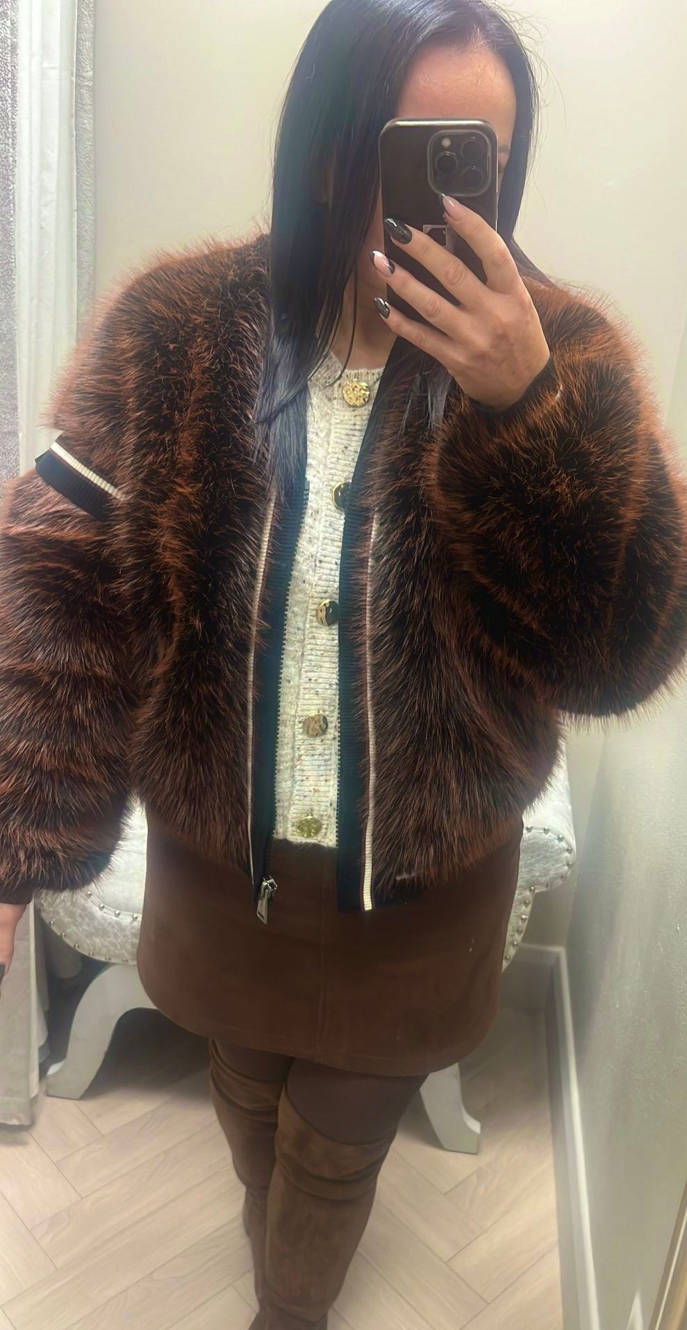 Guess Katia faux fur rib bomber