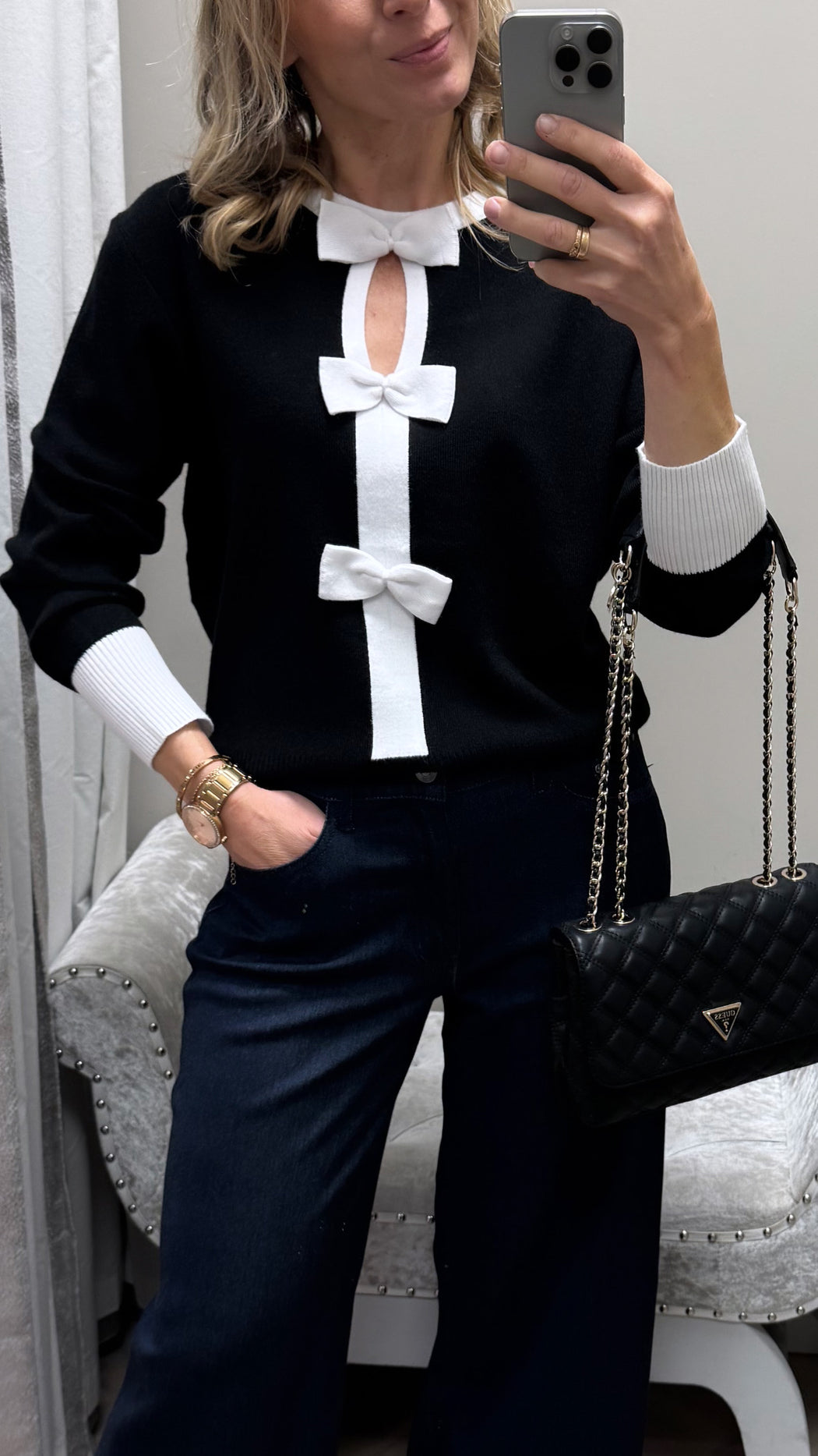 Black  aspen bow knit
