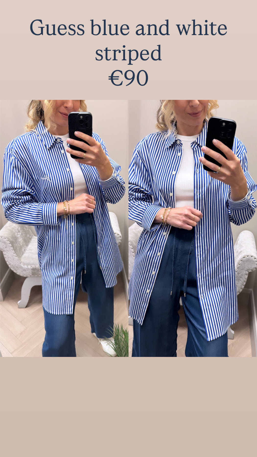 Guess blue and white striped  w6gh39w1849- sbob