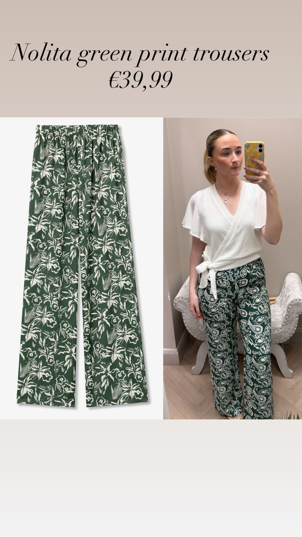 Nolita green print trousers