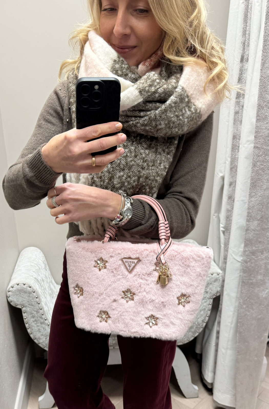 Guess pink rhinestone shaida bag we814322