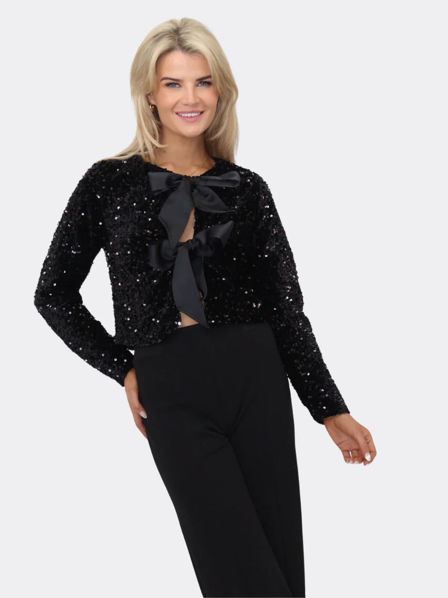 BLACK LORI BOW TIE TOP