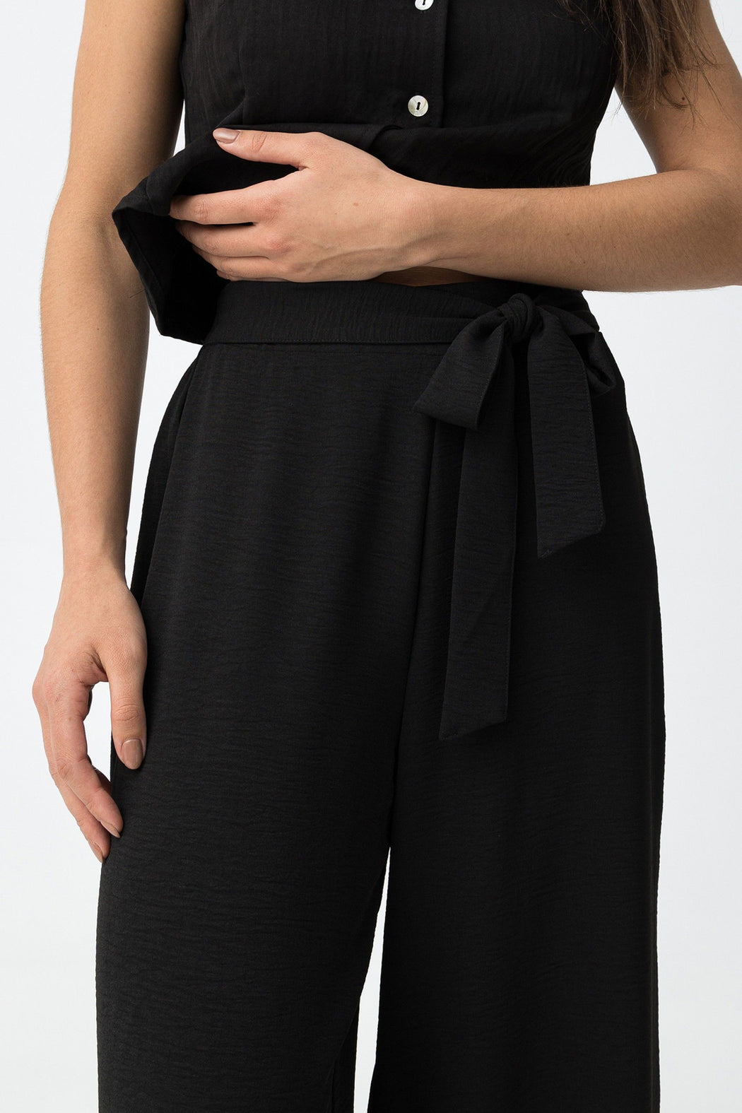 Daley black wide leg trousers