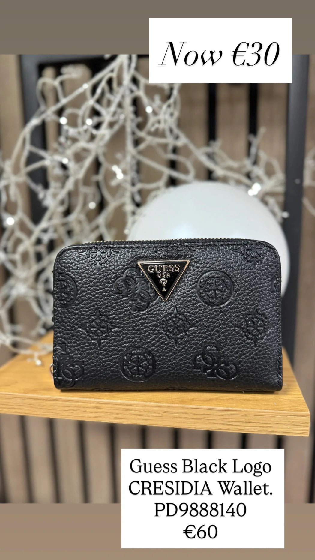 Guess Black Logo CRESIDIA Wallet. PD9888140
