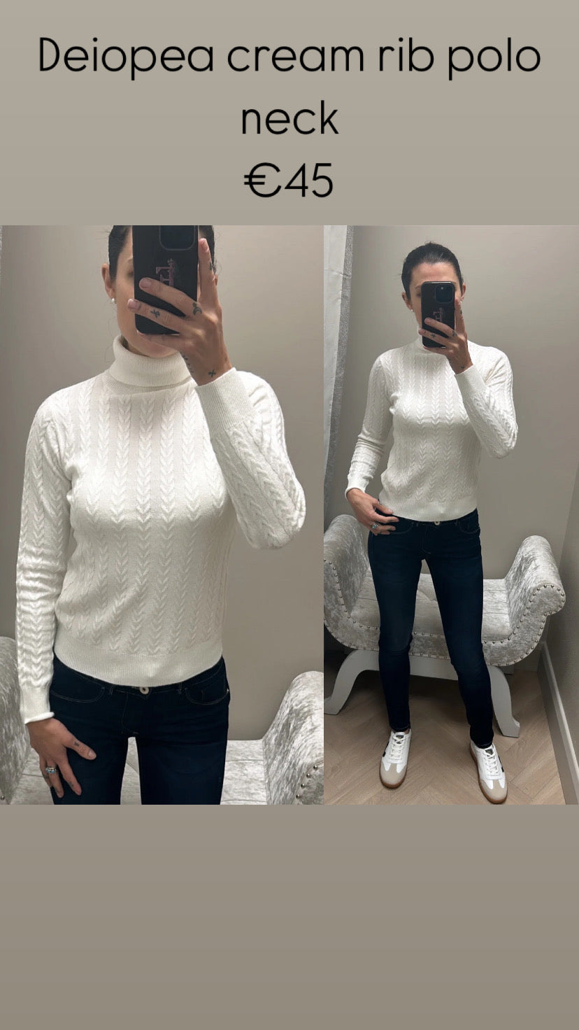 Deiopea cream rib polo neck