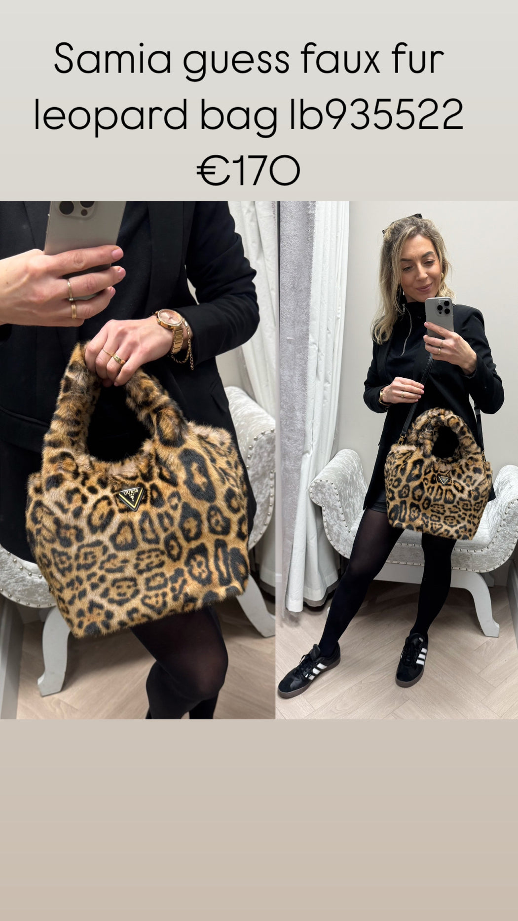 Samia guess faux fur leopard bag lb935522