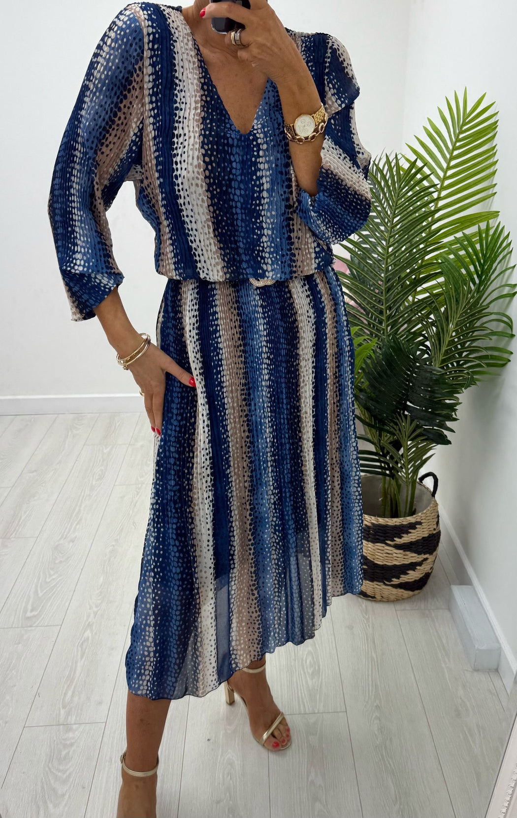 Dawn navy print midi