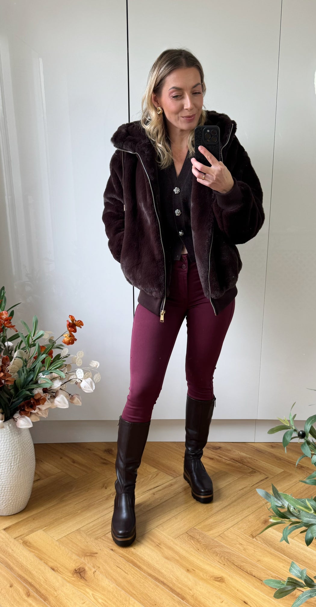 Guess brown lucrezia faux fur jacket w5bl66w3890