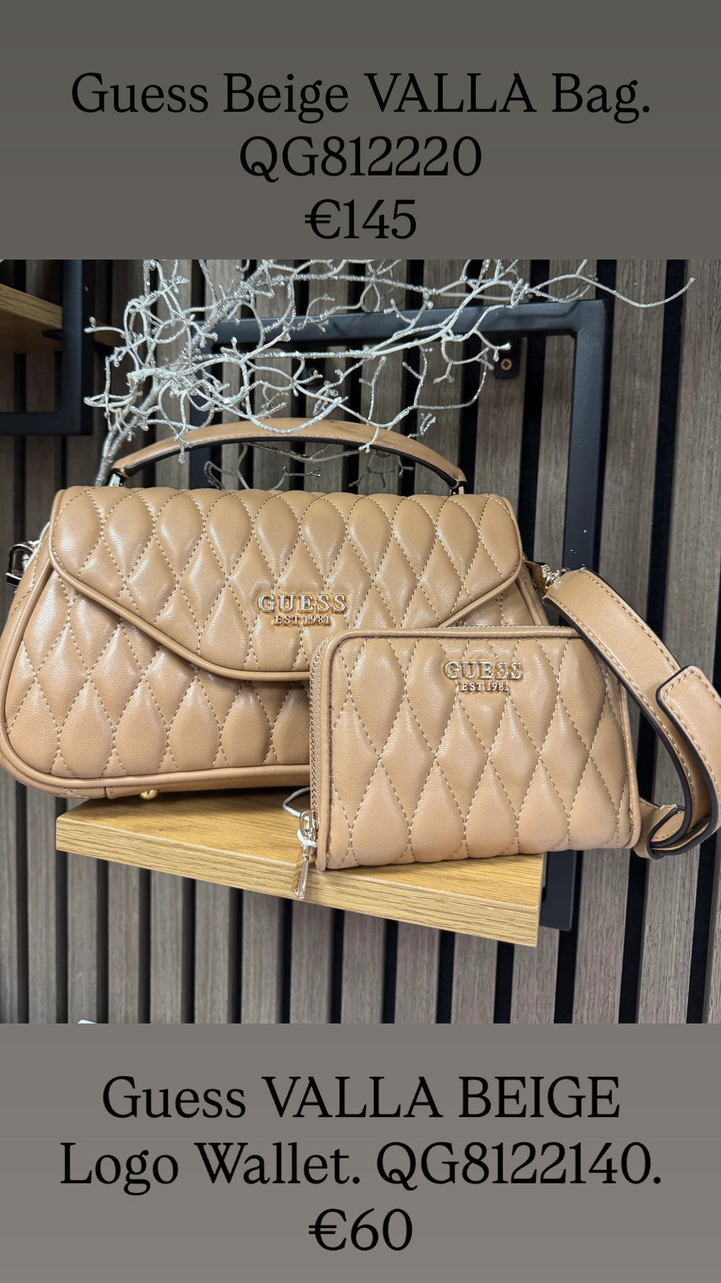 Guess Beige VALLA Bag. QG812220