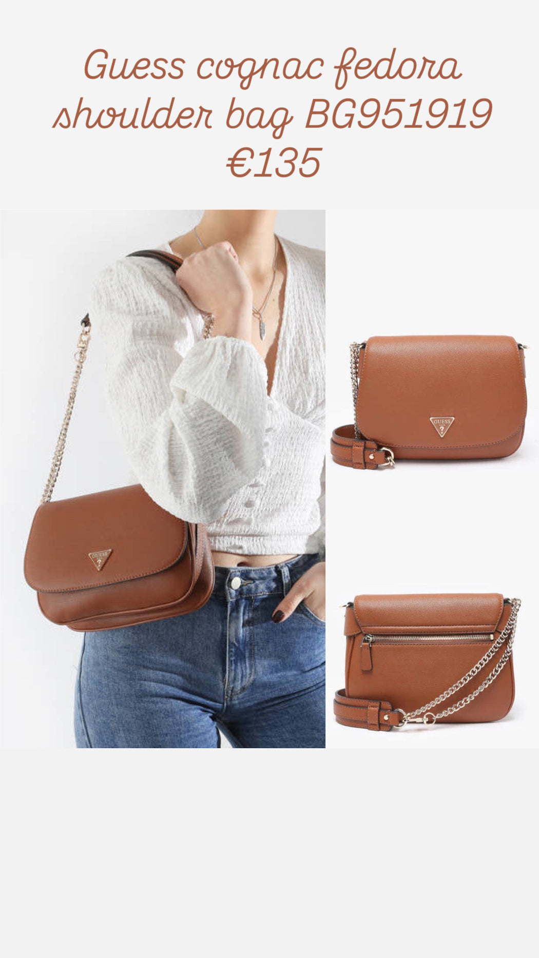 Guess cognac fedora shoulder bag BG951919