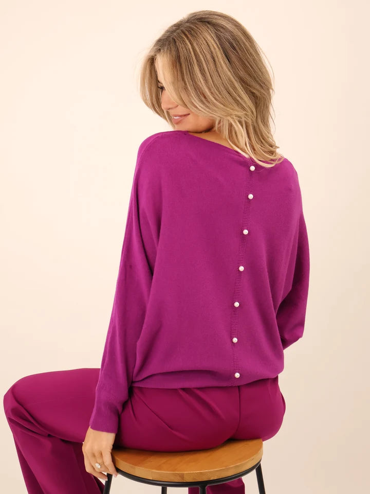Magenta Elba pearl back knit