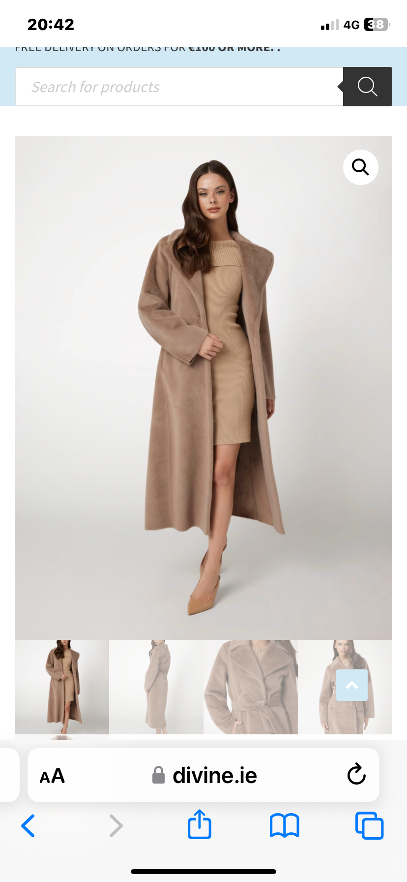 Guess Ada mocha longline faux mink coat