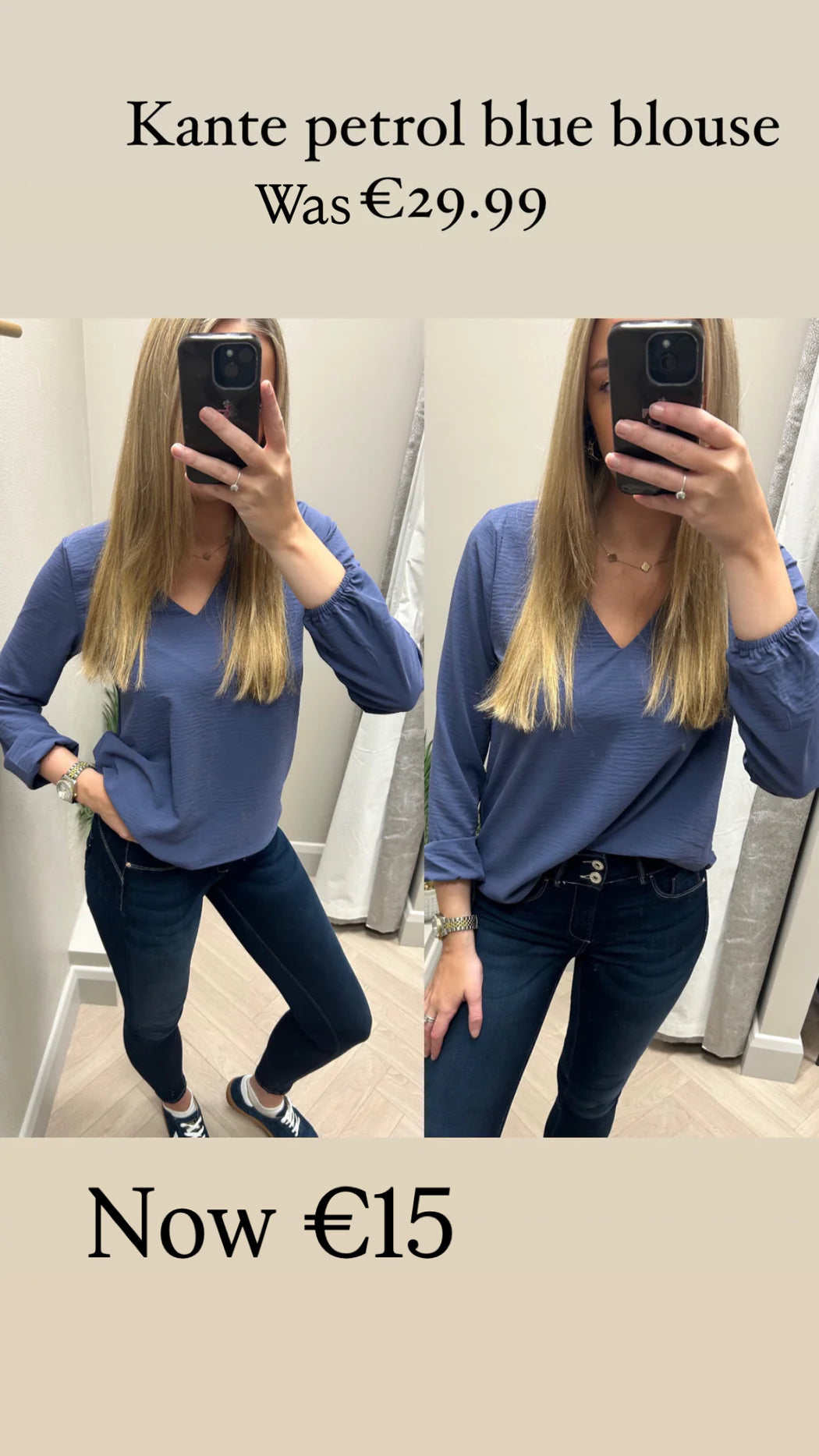 Kante petrol blue blouse