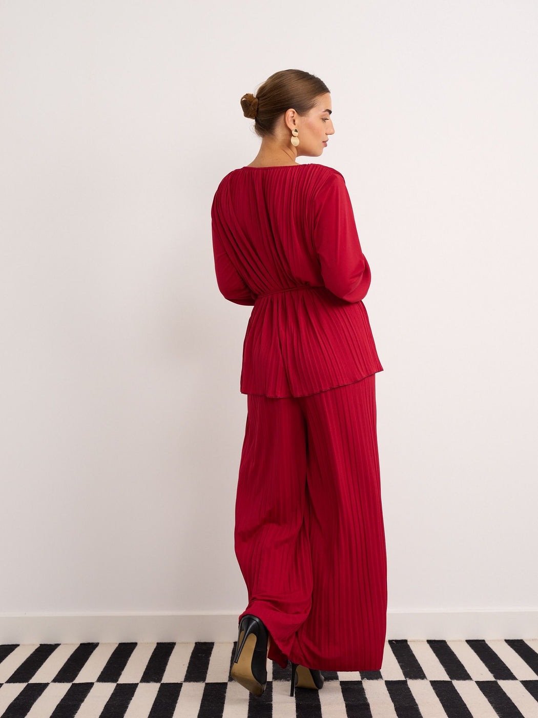 Wine pleated co ord set