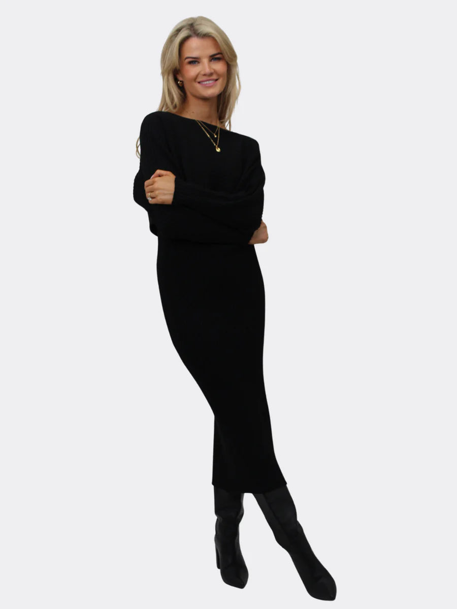 Amelia black knit dress