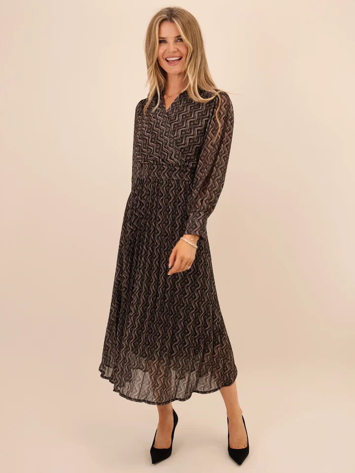 Black print positano dress