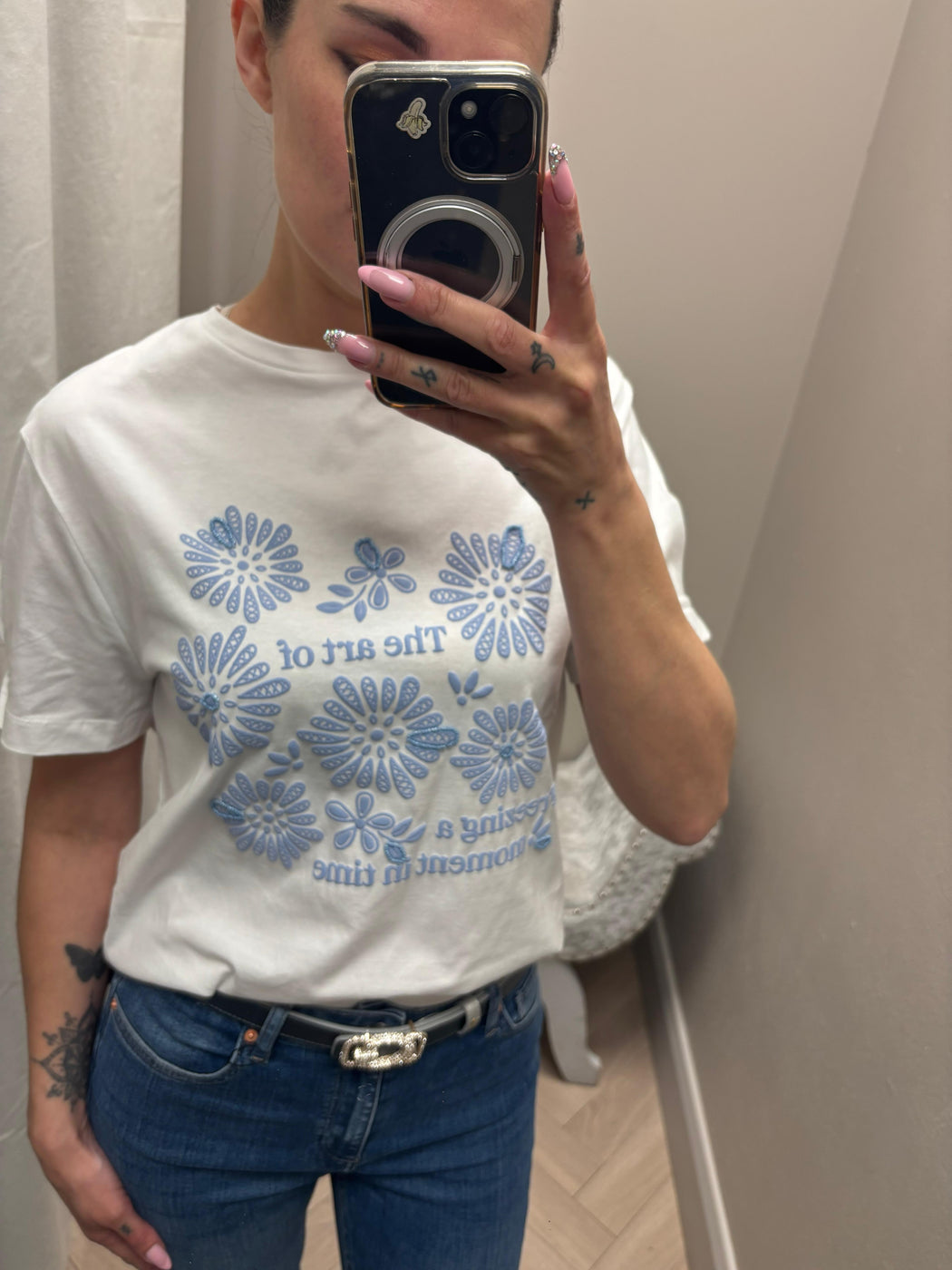 Silver / blue guess Prue Jewel reversible  Belt