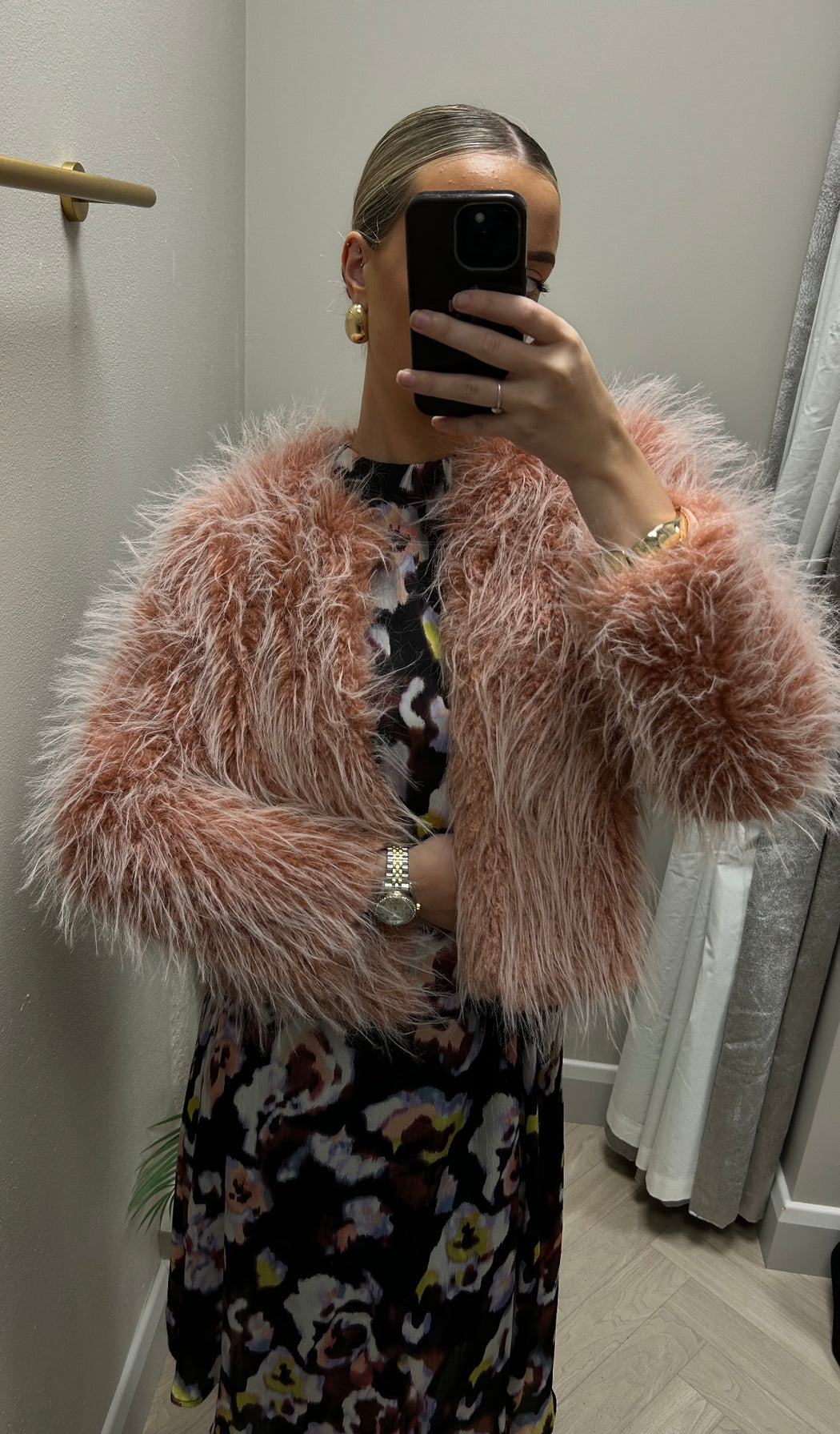 Mula rose faux fur jacket