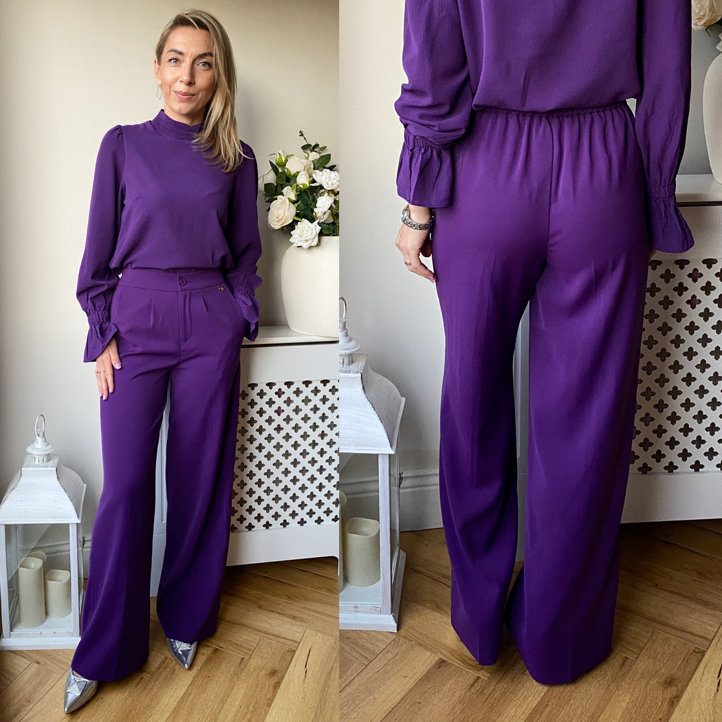 Sally wide leg purple trousers