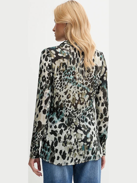 Guess clouis green print shirt w5yk98z2yk2-F7Bg