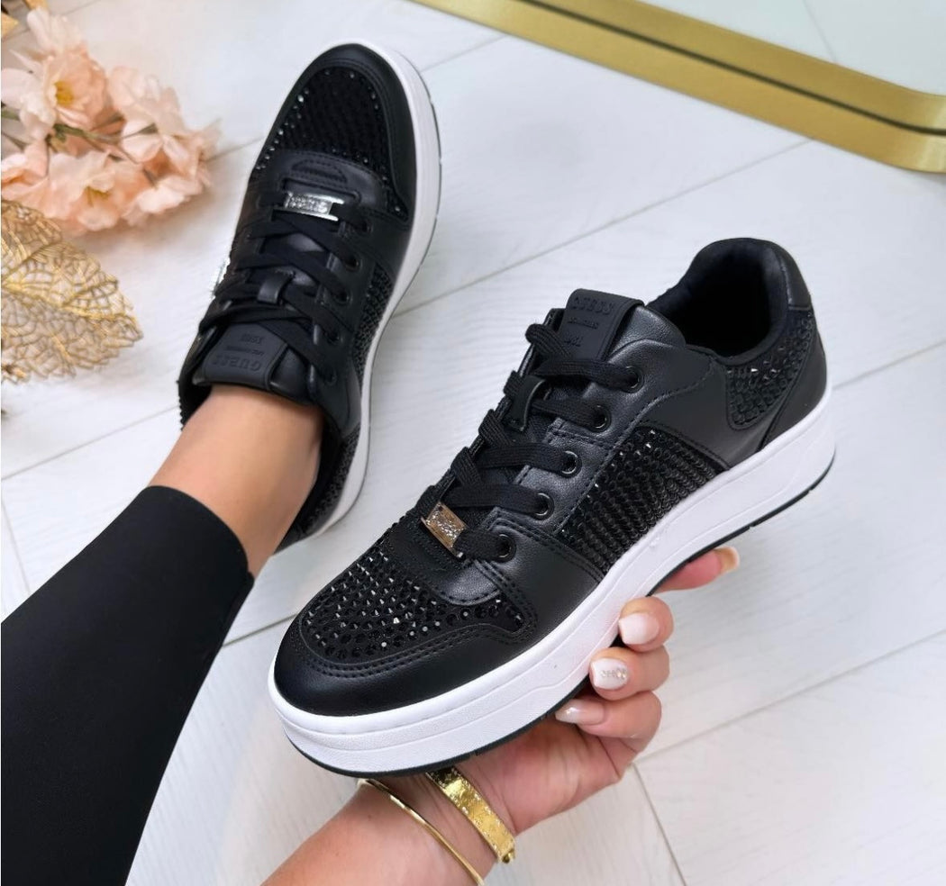 Flfnrsele12 guess black  trainer with rhinestones