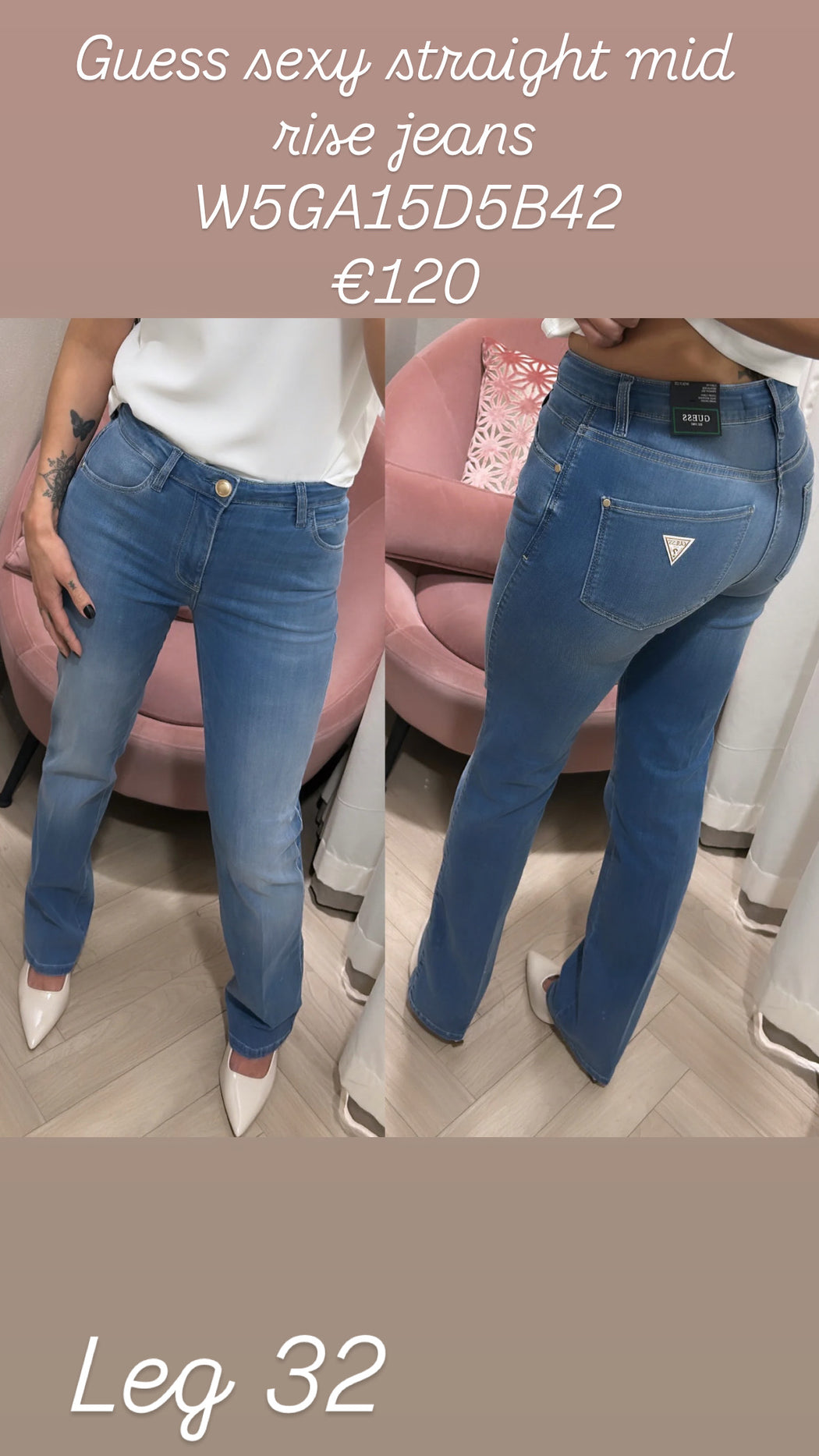 Guess sexy straight mid rise jeans W5GA15D5B42