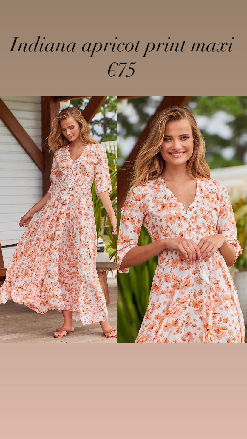 Indiana apricot print maxi