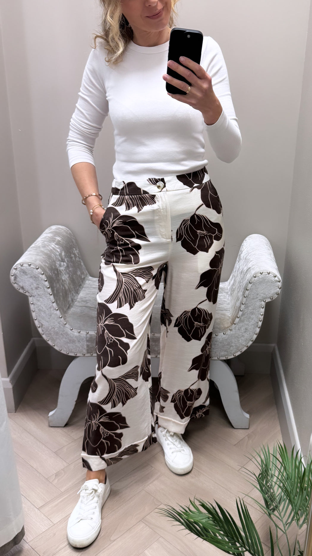 Posey -1 brown/cream  trousers