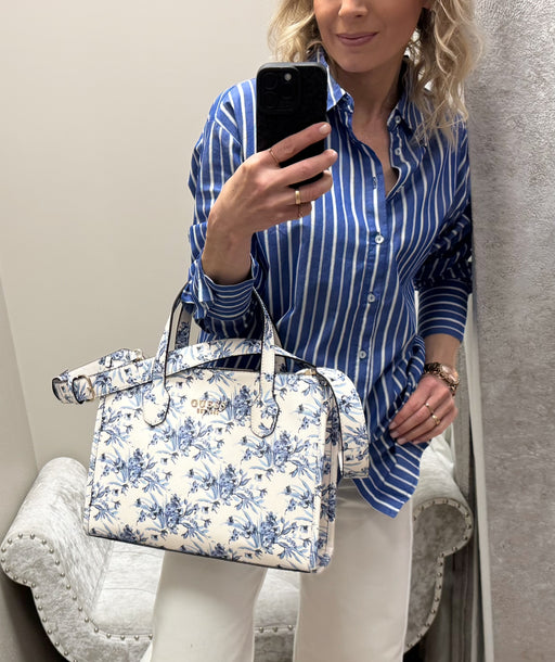 Guess blue floral silvana tote
