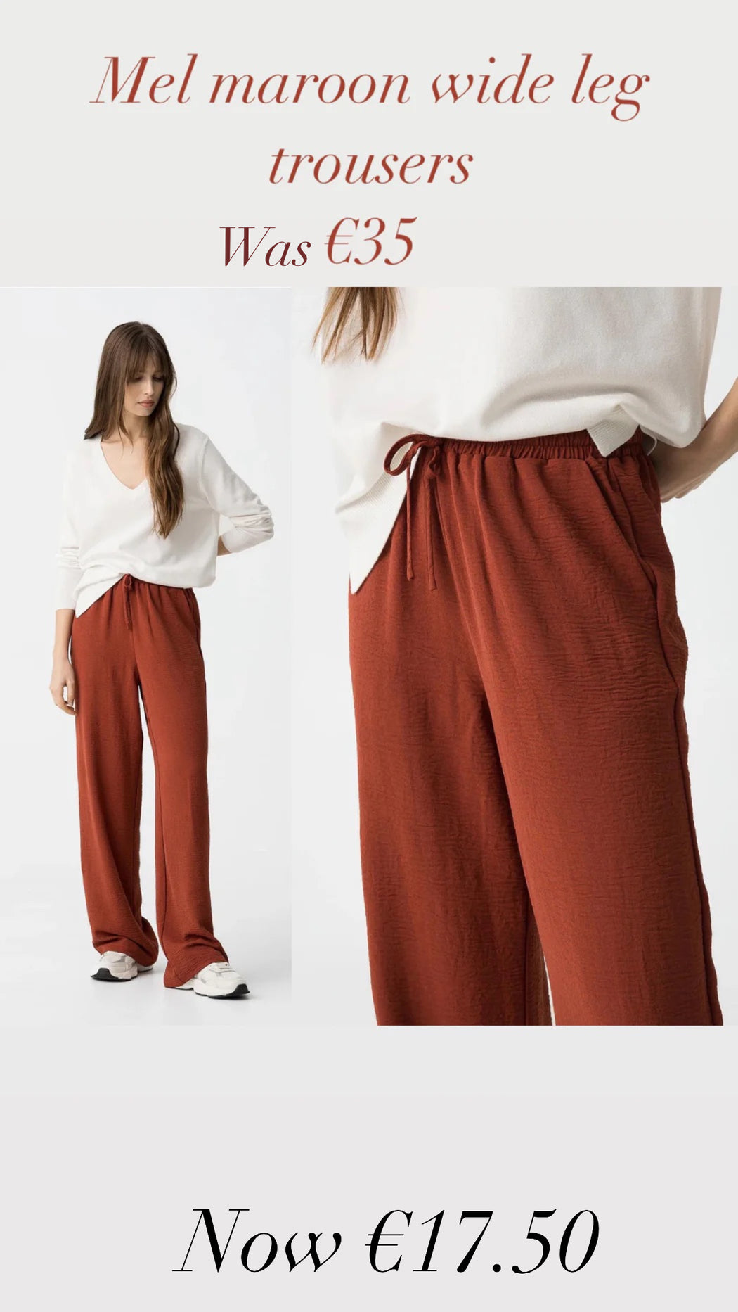 Mel maroon wide leg trousers