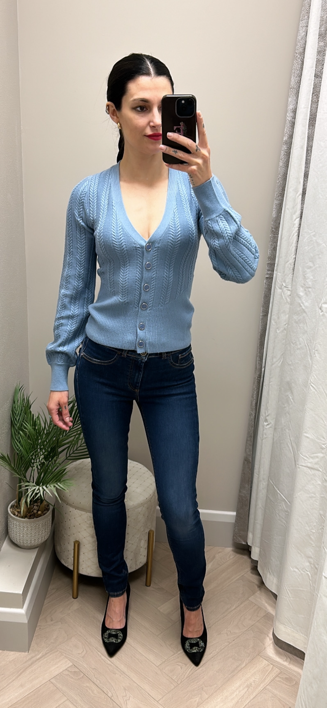 W4br31z2v42 guess blue ribbed cardi