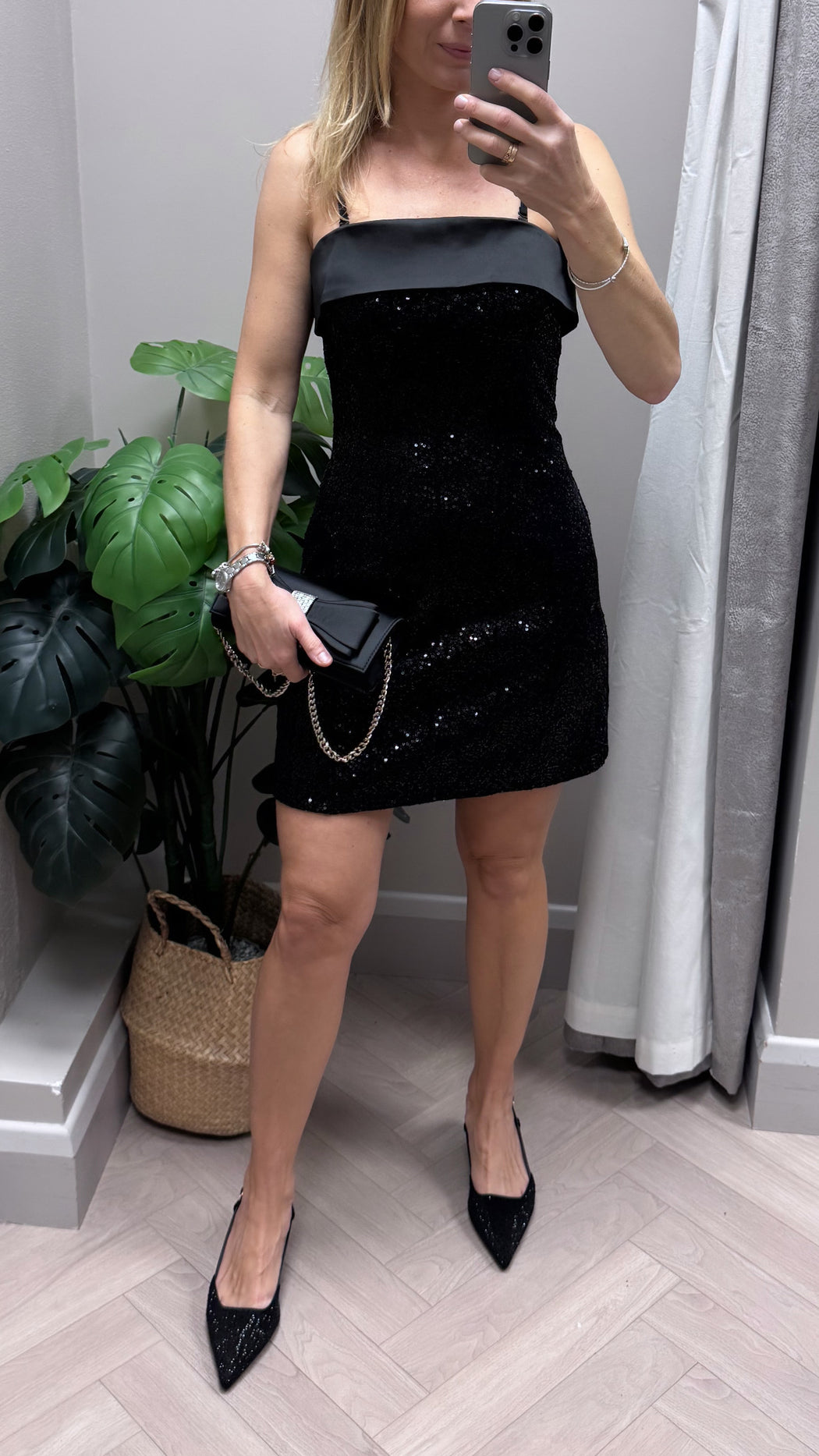 Guess gia mini sequins black dress w6bk45k6923