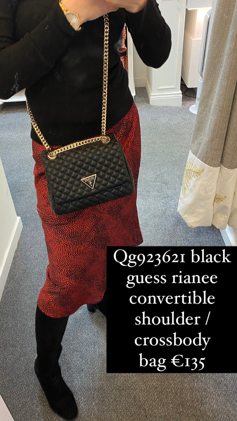 Qg923621 black guess rianee convertible shoulder / crossbody bag