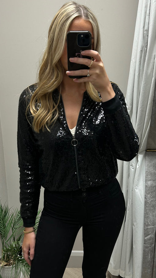 Nyara sequin bomber jacket