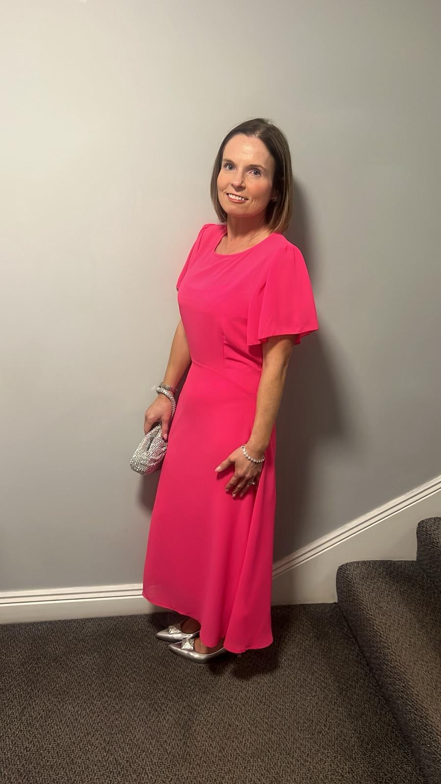 Jodie pink cap sleeve dress