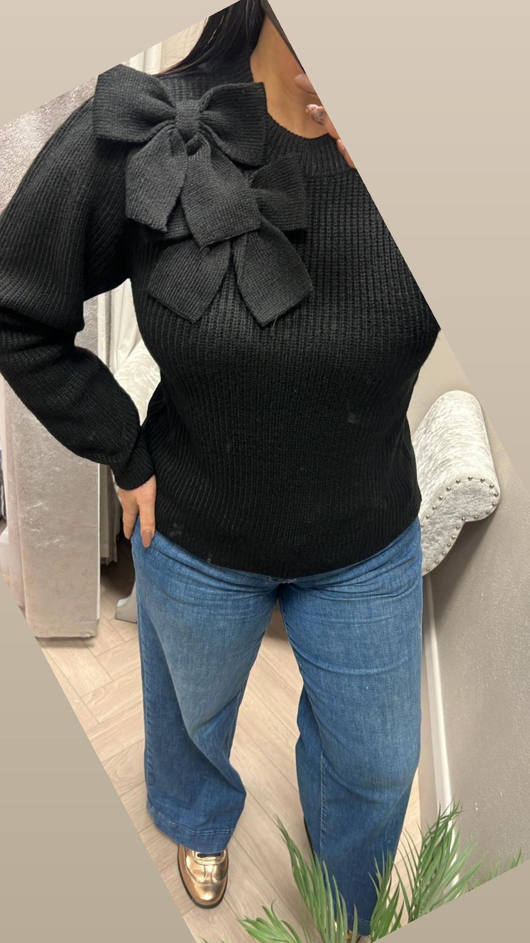 Charlie black bow knit