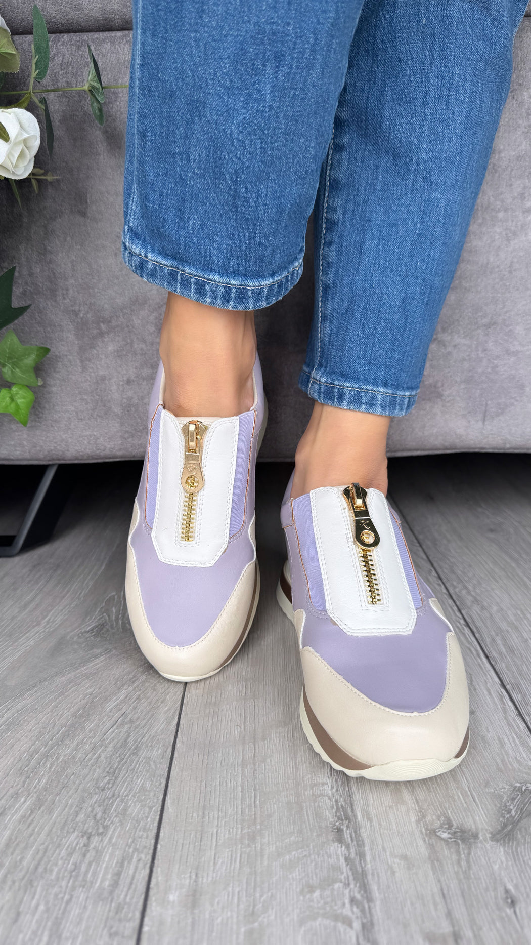 Begbroke Lavender Mash wedge sneaker