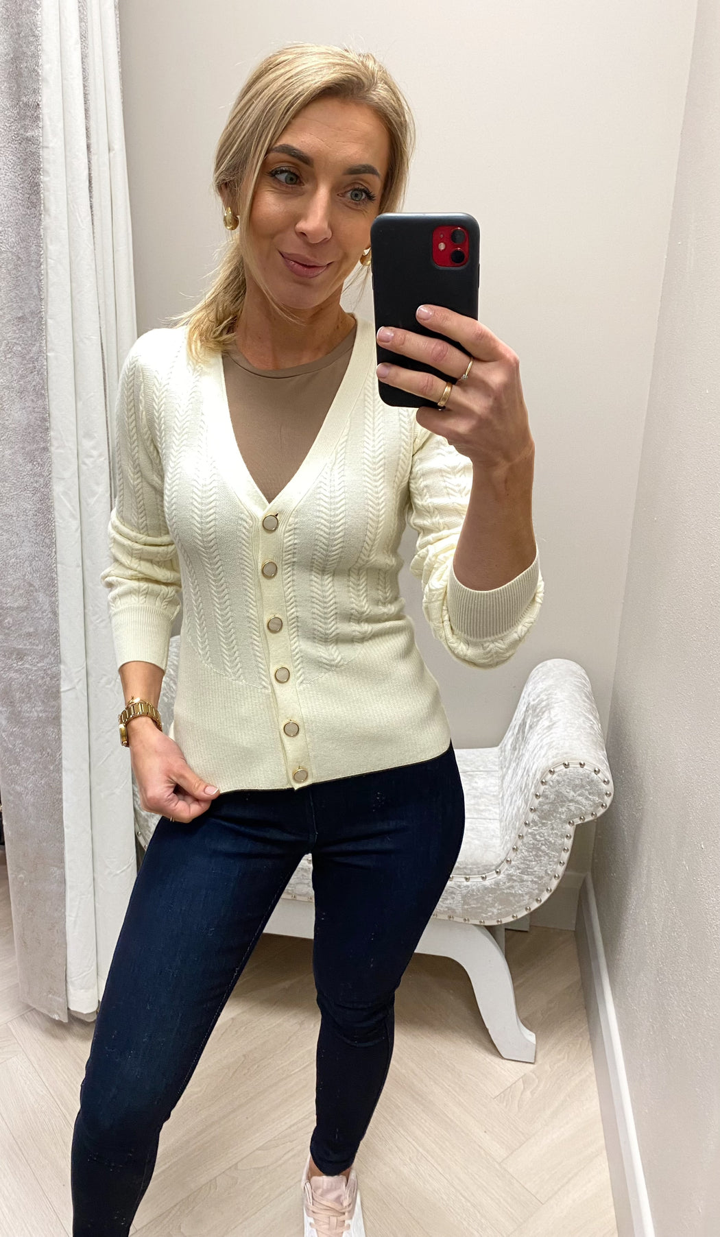 W4br31z2v42 guess cream  ribbed cardi