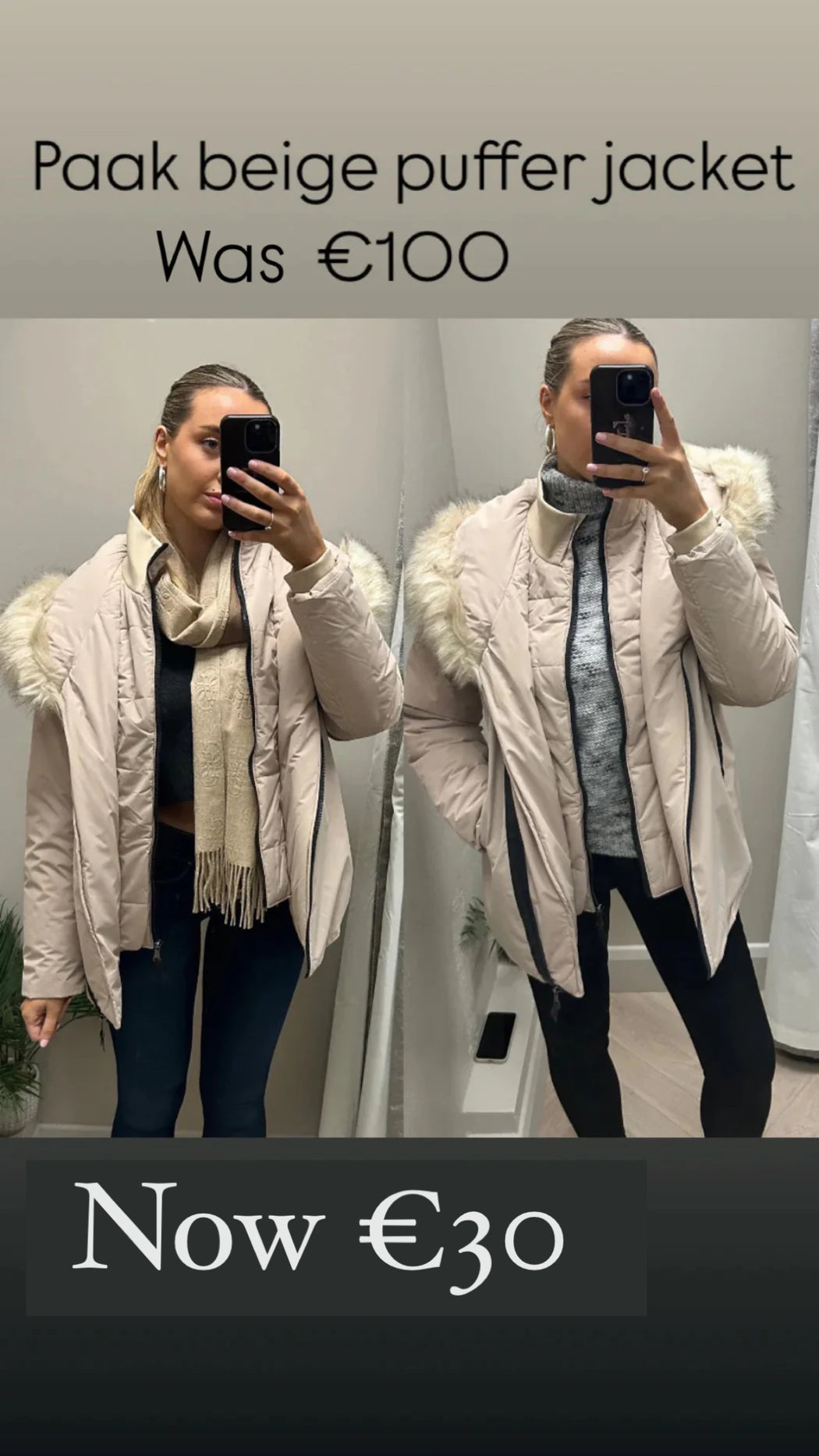 Paak beige puffer jacket