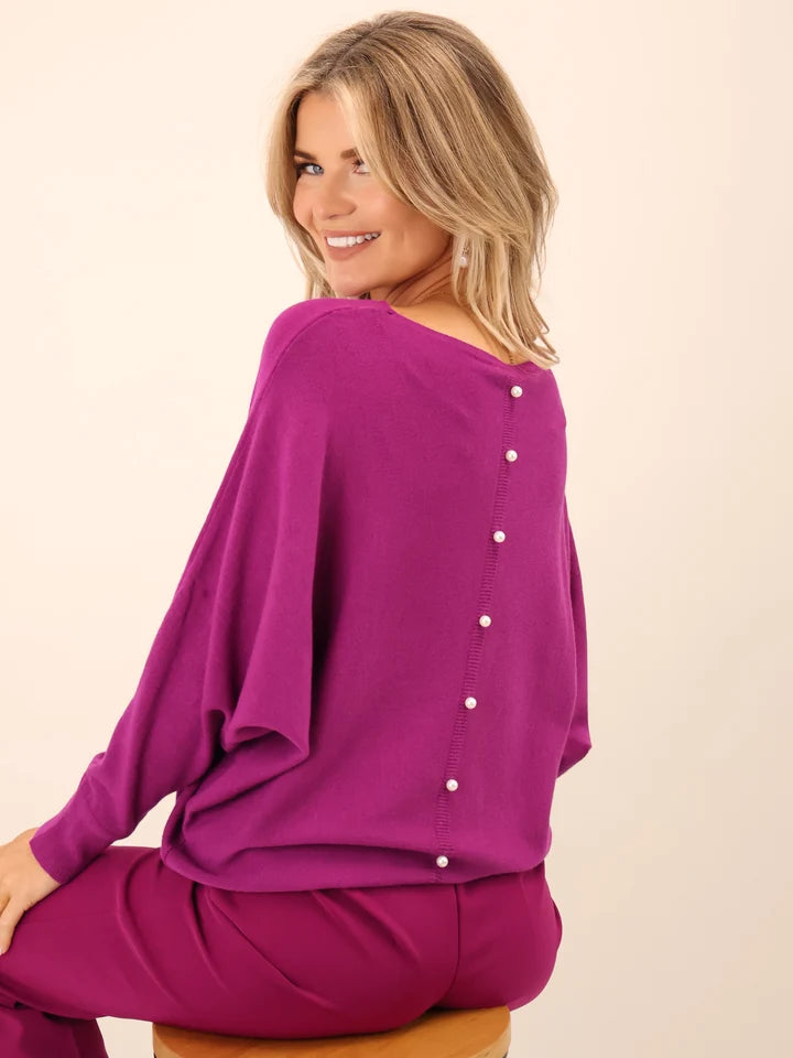 Magenta Elba pearl back knit