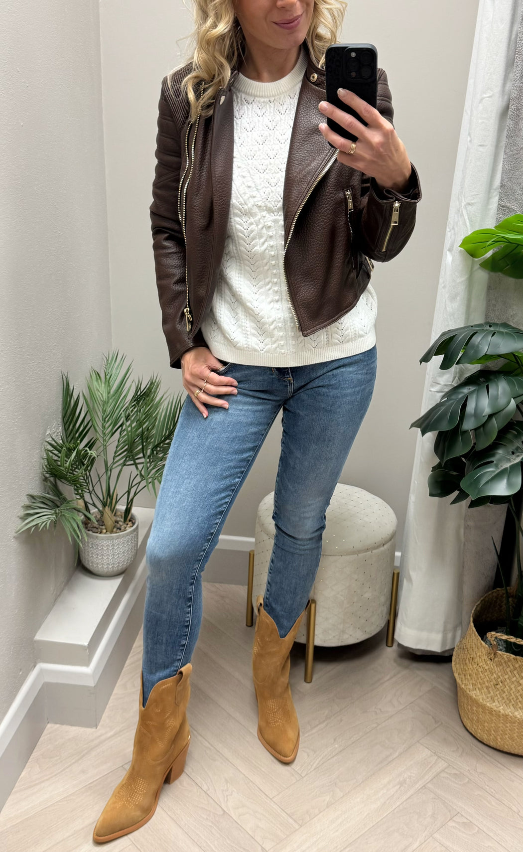 Guess jeannine chocolate brown pu jacket