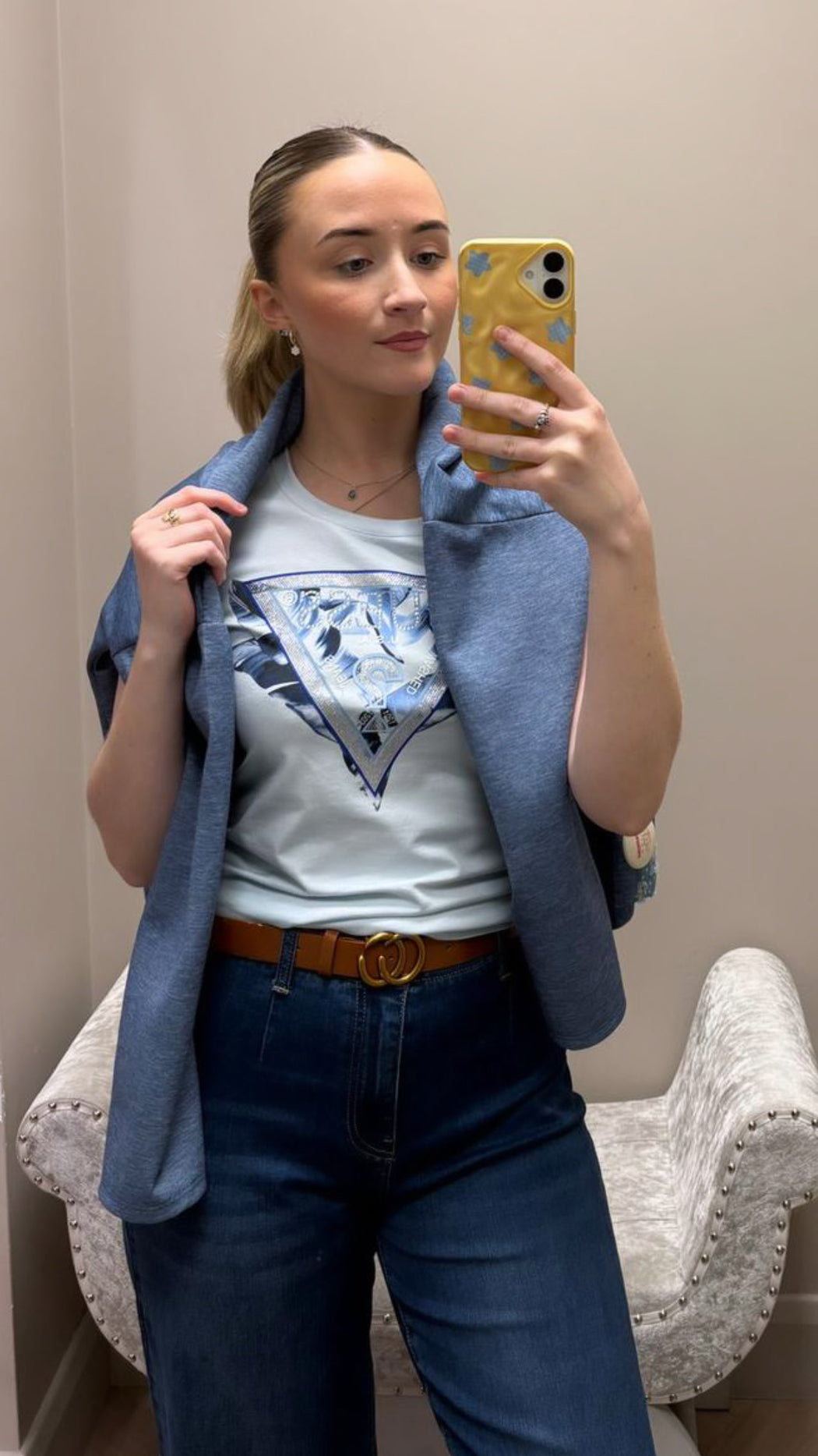 Guess T- Shirt blue triangle w6gl11k3026