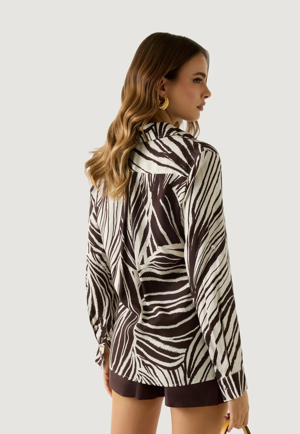 Guess shirt brown /cream  print w6gh52w1975- pmic