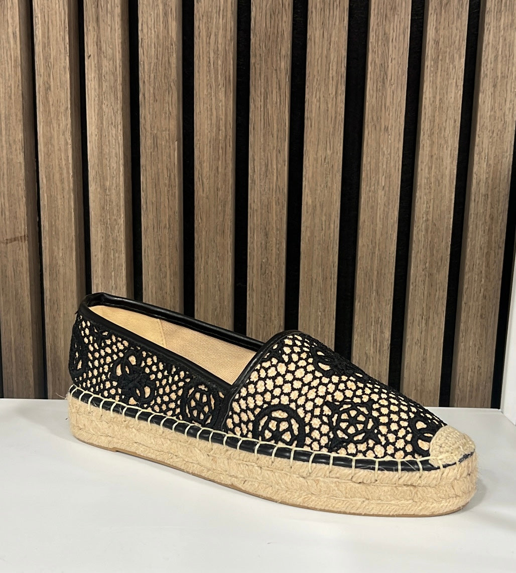Guess black leather trim espradrils