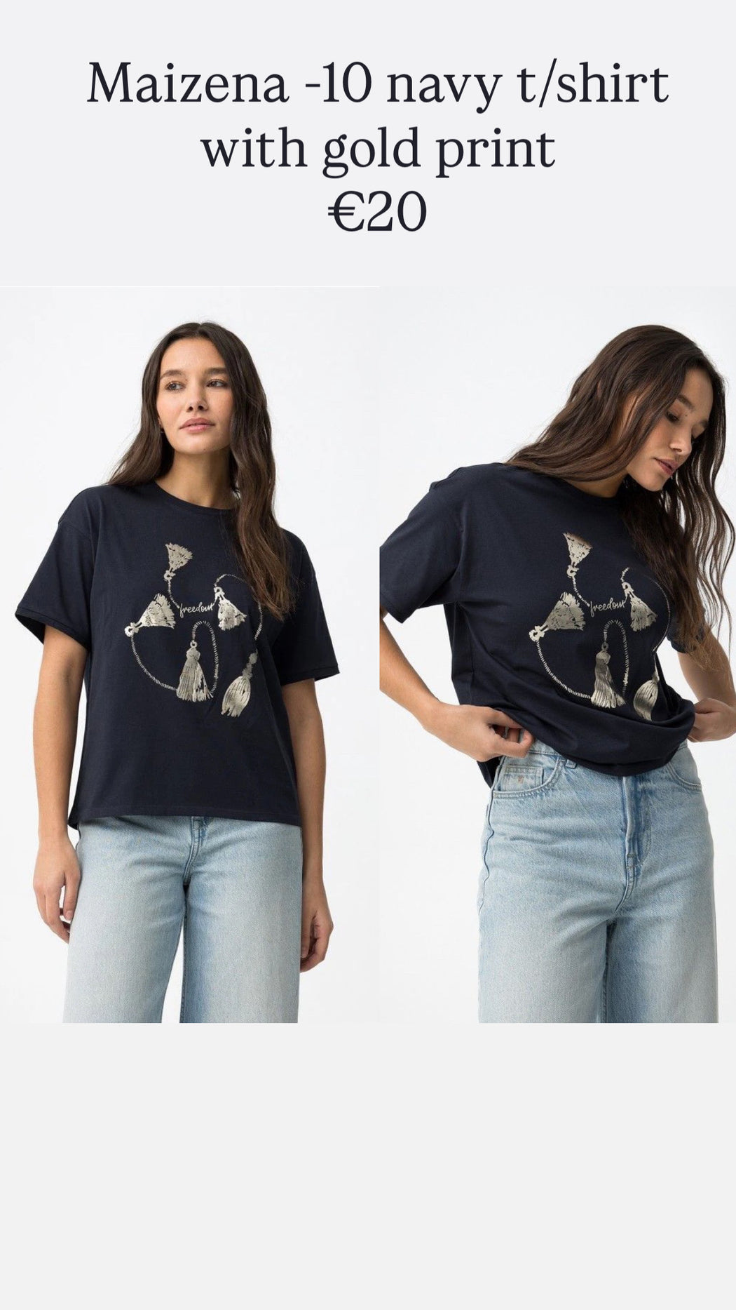 Maizena -10  navy t/shirt with gold print