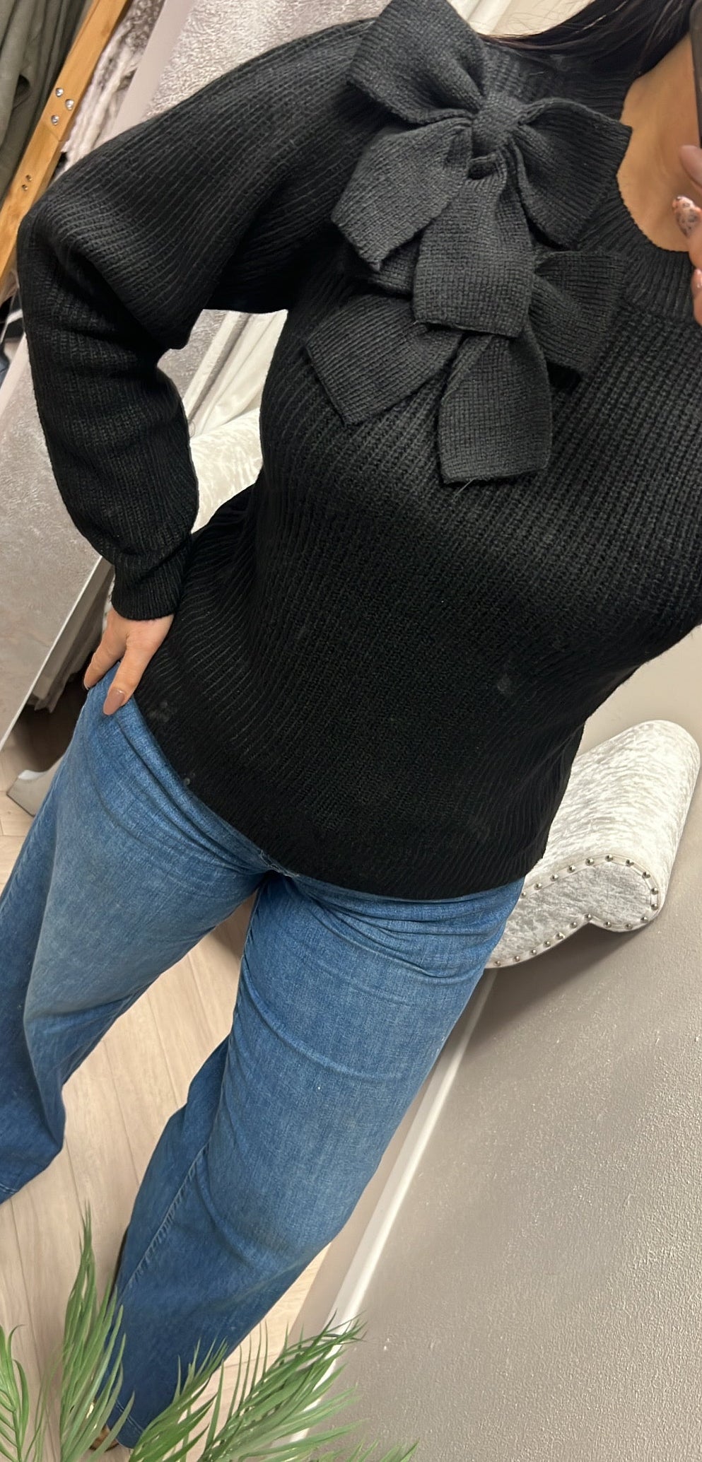 Charlie black bow knit