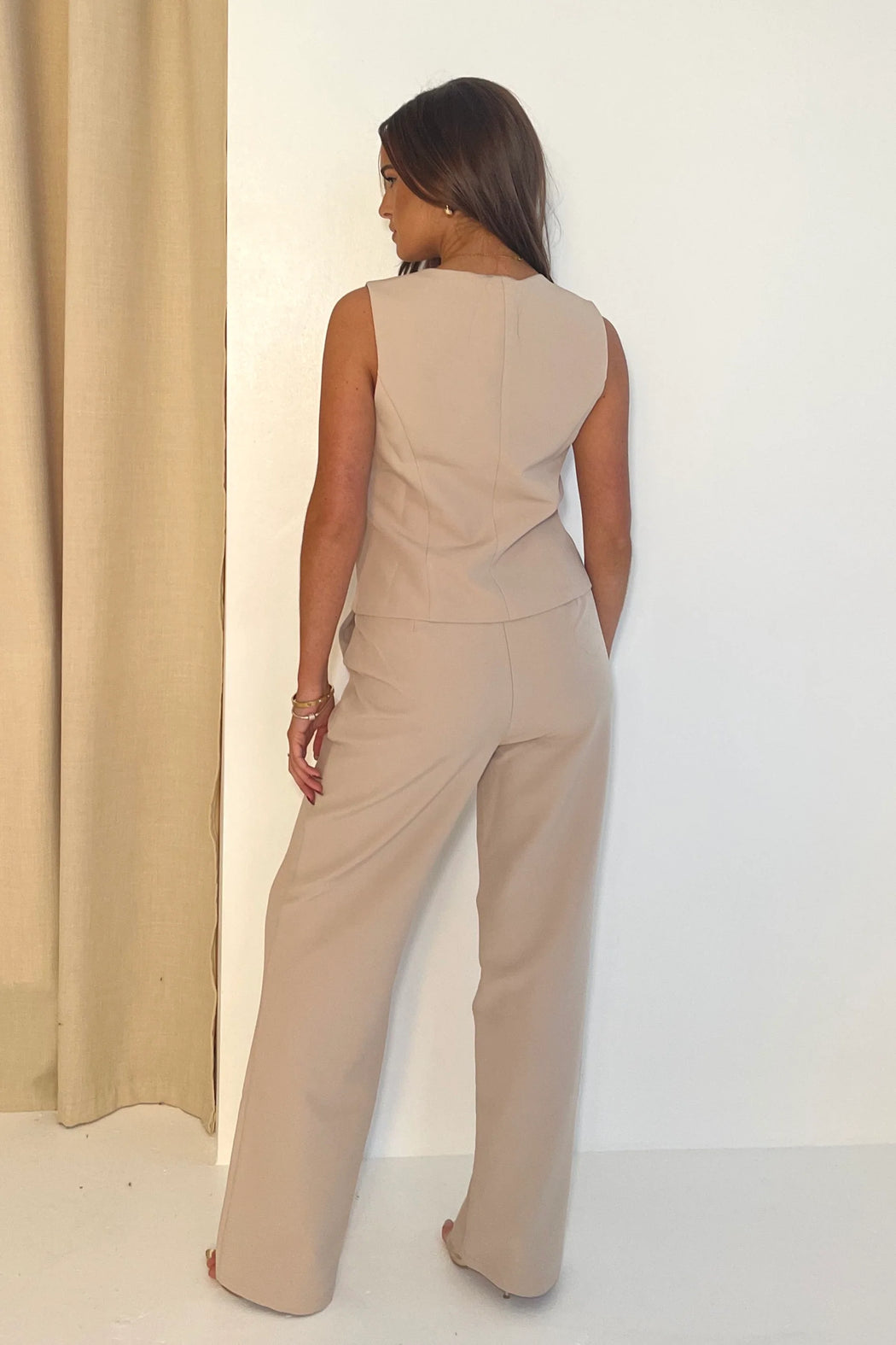 Jo Pleat Detail Tailored Trouser Stone