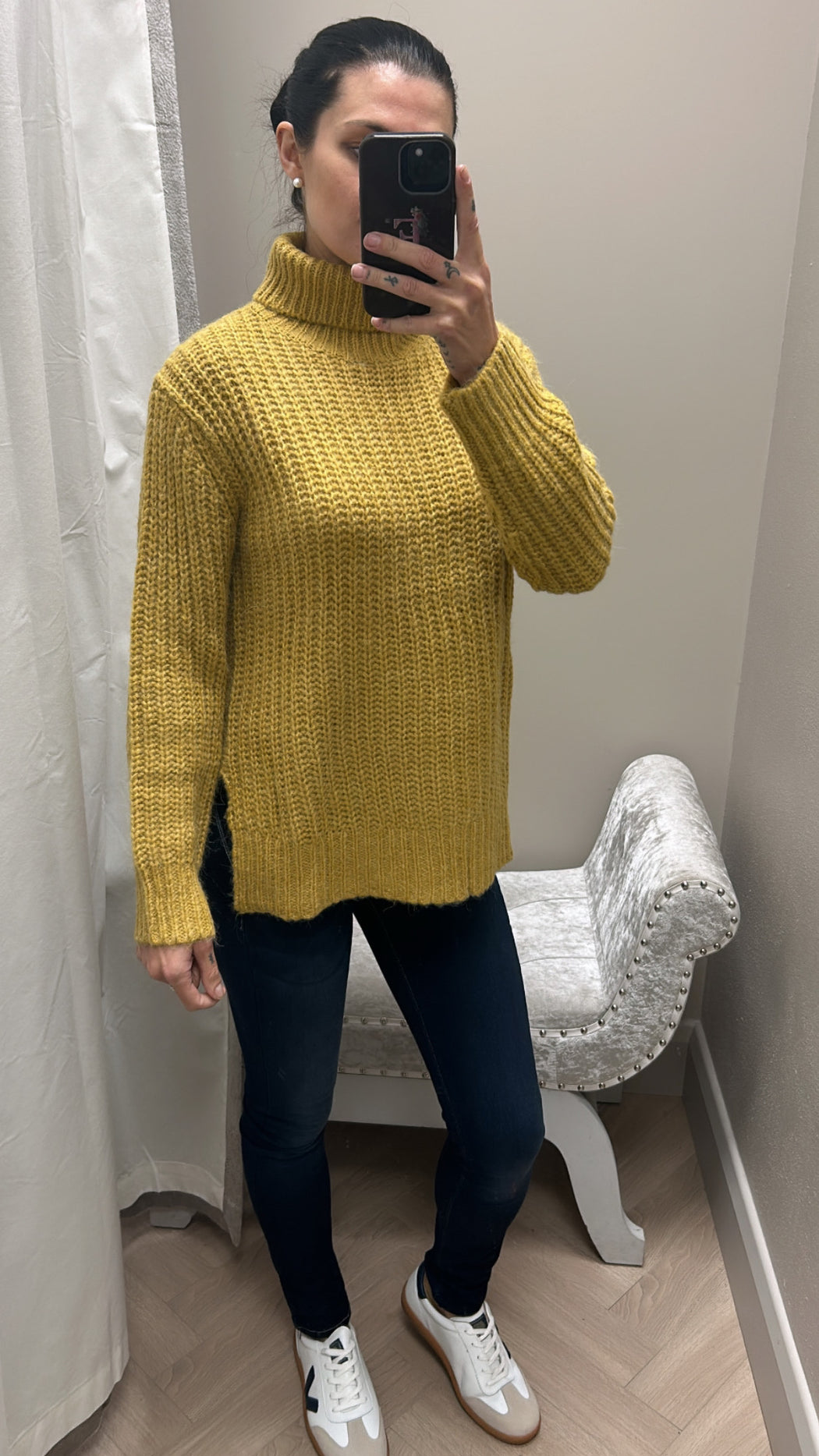 Taigete mustard turtle neck knit