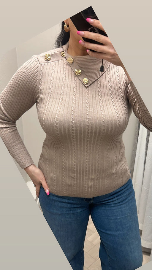 Guess beige jumper with  gold button detail w6rr07z2yk2-AIOL
