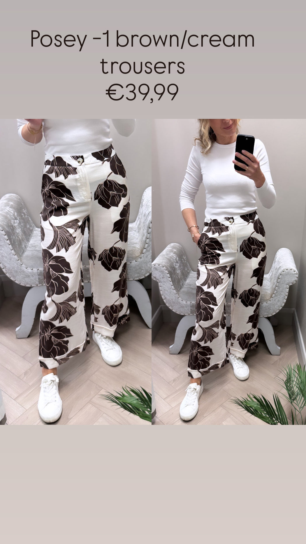Posey -1 brown/cream  trousers